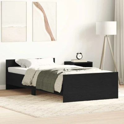 Paveikslėlis vidaXL Bed Frame without Mattress Black Oak 90x190 cm Engineered Wood