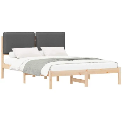 Paveikslėlis vidaXL Bed Frame with Upholstered Headboard Dark Grey 160 x 200 cm