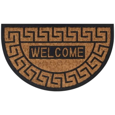 Paveikslėlis vidaXL Door Mat Half Round 45x75 cm Rubber and Coir