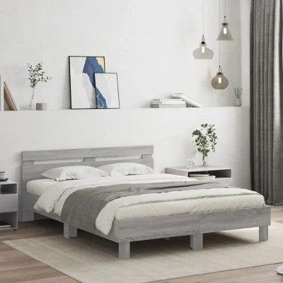 Paveikslėlis vidaXL Bed Frame without Mattress Grey Sonoma 140x200 cm