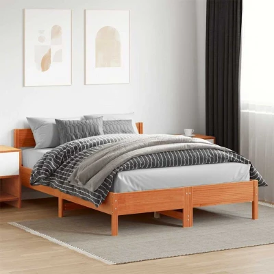 Paveikslėlis vidaXL Bed Frame without Mattress Wax Brown 120x200 cm Solid Wood Pine