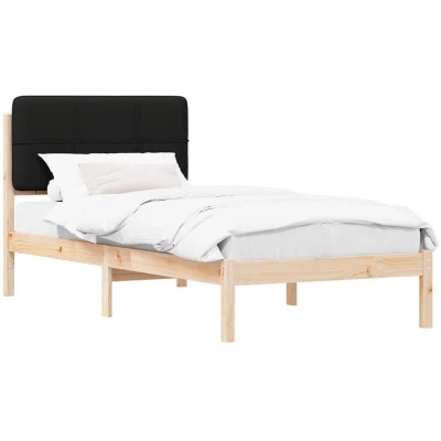 Paveikslėlis vidaXL Bed Frame with Upholstered Headboard Black 100 x 200 cm