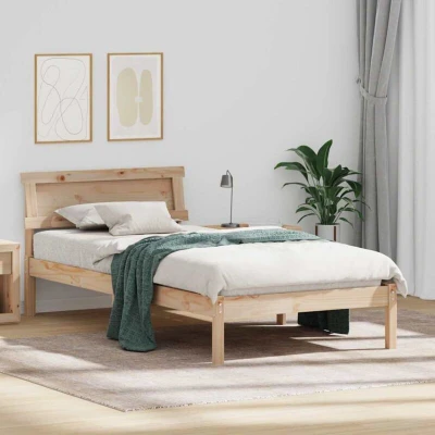 Paveikslėlis vidaXL Bed Frame with Headboard Brown 80 x 200 cm Solid Pine Wood