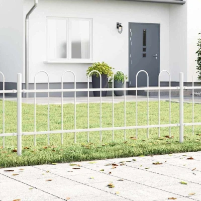 Paveikslėlis vidaXL Garden Fence 7 pcs White 11.9 x 0.6 m Powder-coated Steel
