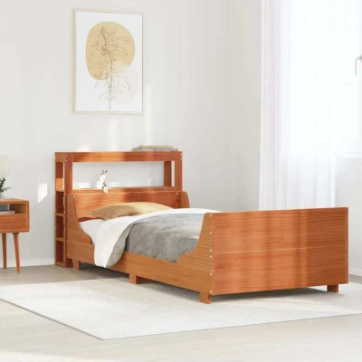 Paveikslėlis vidaXL Bed Frame without Mattress Wax Brown 75x190 cm Small Single Solid Wood Pine