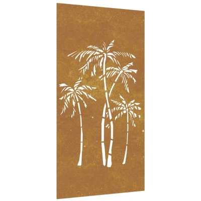 Paveikslėlis vidaXL Garden Wall Decoration 105x55 cm Corten Steel Palm Tree Design