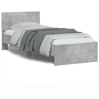 Paveikslėlis vidaXL Bed Frame without Mattress with LED Lights Concrete Grey 90x190 cm Single