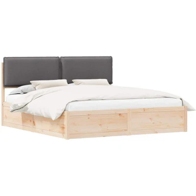 Paveikslėlis vidaXL Bed Frame with Upholstered Headboard Dark Grey 180 x 200 cm
