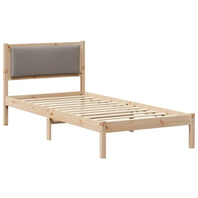 Paveikslėlis vidaXL Bed Frame with Headboard Taupe 100 x 200 cm Solid Pine Wood