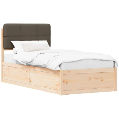 Paveikslėlis vidaXL Bed Frame with Upholstered Headboard Taupe 90 x 200 cm