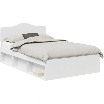 Paveikslėlis vidaXL Bed Frame with Headboard White 135 x 190 cm Solid Pine Wood