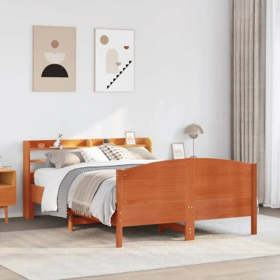 Paveikslėlis vidaXL Bed Frame without Mattress Wax Brown 120x200 cm Solid Wood Pine