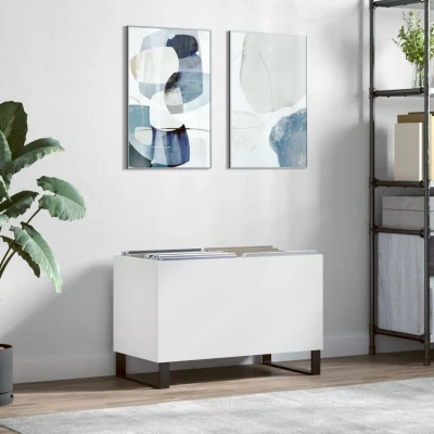 Paveikslėlis vidaXL Record Cabinet White 74.5x38x48 cm Engineered Wood