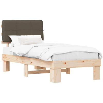 Paveikslėlis vidaXL Bed Frame with Upholstered Headboard Taupe 90 x 200 cm