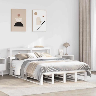 Paveikslėlis vidaXL Bed Frame without Mattress White 150x200 cm King Size Solid Wood Pine