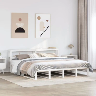 Paveikslėlis vidaXL Bed Frame without Mattress White 180x200 cm Super King Solid Wood Pine