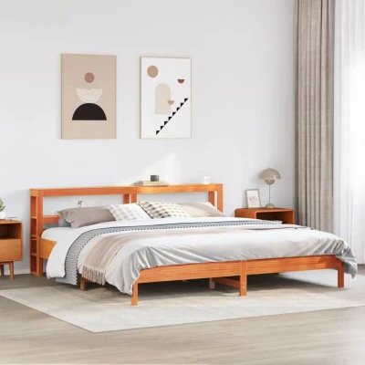 Paveikslėlis vidaXL Bed Frame without Mattress Wax Brown 200x200 cm Solid Wood Pine