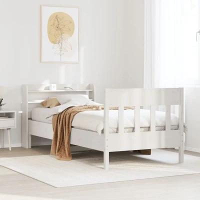 Paveikslėlis vidaXL Bed Frame without Mattress White 100x200 cm Solid Wood Pine