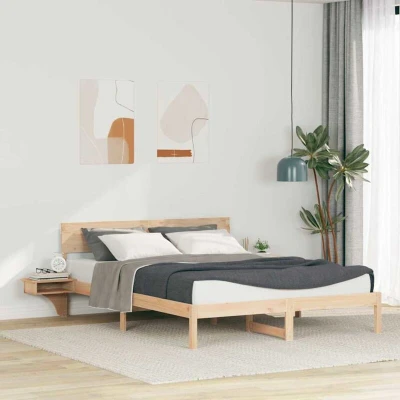 Paveikslėlis vidaXL Bed Frame with Headboard Brown 160 x 200 cm Solid Pine Wood
