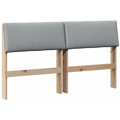Paveikslėlis vidaXL Upholstered Headboard Light Grey 140 cm Solid Pine Wood