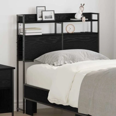 Paveikslėlis vidaXL Storage Headboard with Black oak Engineered wood