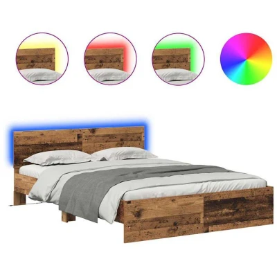 Paveikslėlis vidaXL Bed Frame with Headboard Old Wood 150 x 200 cm Engineered