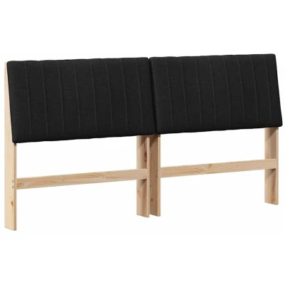 Paveikslėlis vidaXL Upholstered Headboard Black 200 cm Solid Pine Wood