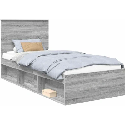 Paveikslėlis vidaXL Bed Frame Grey Sonoma 75 x 190 cm Solid Pine Wood