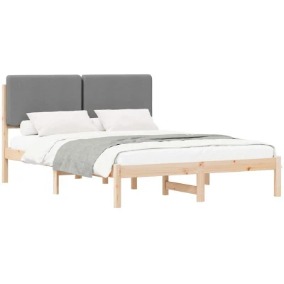 Paveikslėlis vidaXL Bed Frame with Upholstered Headboard Light Grey 140 x 190 cm