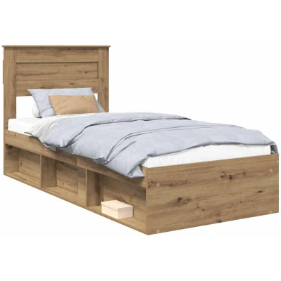 Paveikslėlis vidaXL Bed Frame Artisian Oak 100 x 200 cm Solid Pine Wood