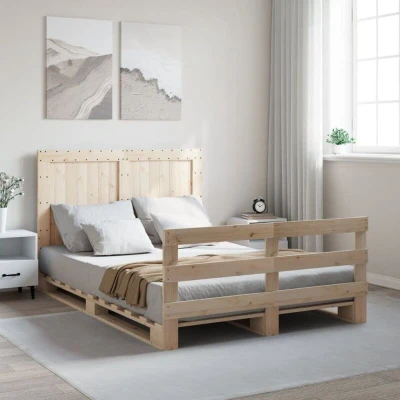 Paveikslėlis vidaXL Bed Frame without Mattress with Headboard 140x200 cm Solid Wood
