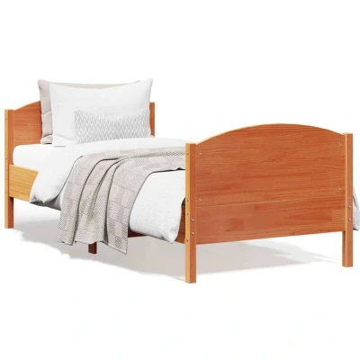 Paveikslėlis vidaXL Bed Frame without Mattress Wax Brown 75x190 cm Small Single Solid Wood Pine