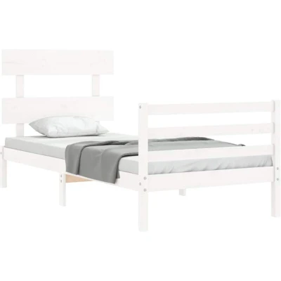 Paveikslėlis vidaXL Bed Frame without Mattress White 90x200 cm Solid Wood