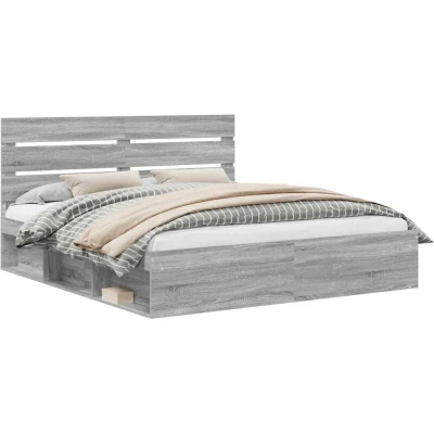 Paveikslėlis vidaXL Bed Frame Grey Sonoma 200 x cm Solid Pine Wood