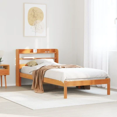 Paveikslėlis vidaXL Bed Frame with Headboard without Mattress Wax Brown 100x200 cm