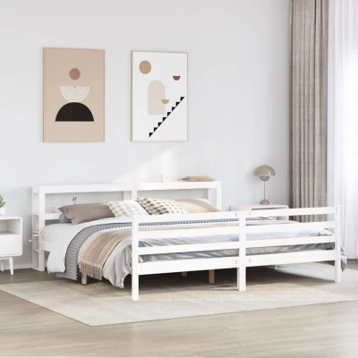 Paveikslėlis vidaXL Bed Frame without Mattress White 200x200 cm Solid Wood Pine
