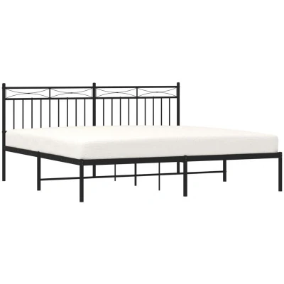 Paveikslėlis vidaXL Metal Bed Frame without Mattress with Headboard Black 180x200cm