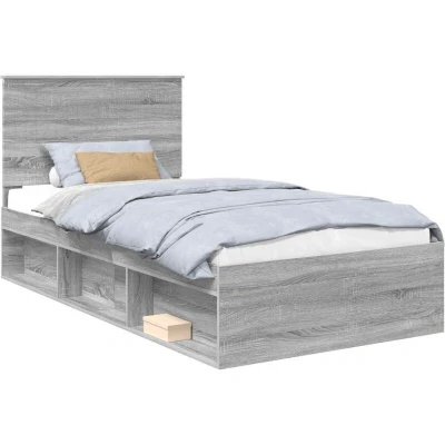 Paveikslėlis vidaXL Bed Frame Grey Sonoma 100 x 200 cm Solid Pine Wood