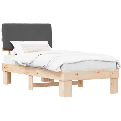 Paveikslėlis vidaXL Bed Frame with Upholstered Headboard Dark Grey 100 x 200 cm