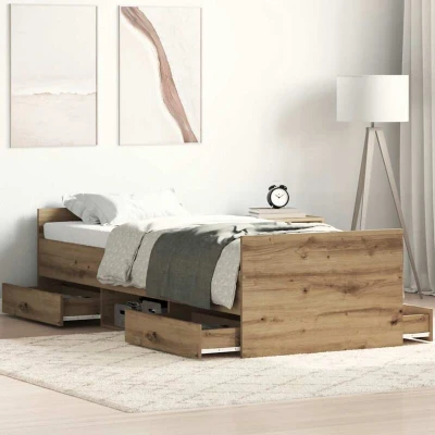 Paveikslėlis vidaXL Bed Frame without Mattress Artisan Oak 90x200cm Engineered Wood