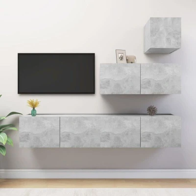 Paveikslėlis vidaXL 4 Piece TV Cabinet Set Concrete Grey Engineered Wood