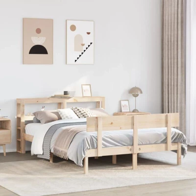 Paveikslėlis vidaXL Bed Frame without Mattress 140x190 cm Solid Wood Pine