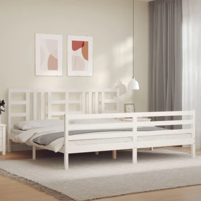 Paveikslėlis vidaXL Bed Frame without Mattress White 200x200 cm Solid Wood