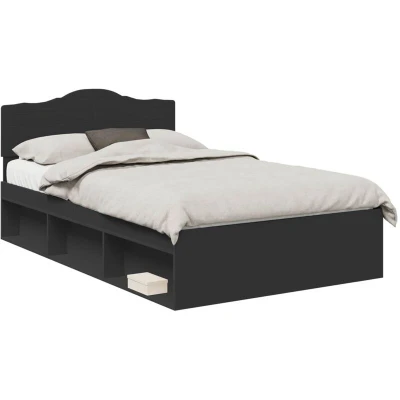 Paveikslėlis vidaXL Bed Frame with Headboard Black 120 x 200 cm Solid Pine Wood