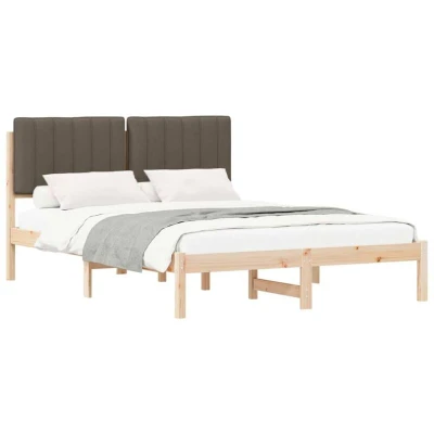 Paveikslėlis vidaXL Bed Frame with Upholstered Headboard Taupe 140 x 190 cm