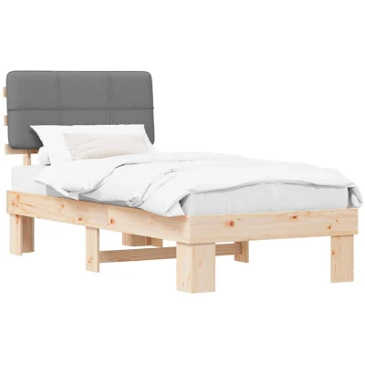 Paveikslėlis vidaXL Bed Frame with Upholstered Headboard Light Grey 75 x 190 cm