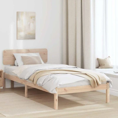 Paveikslėlis vidaXL Bed Frame with Headboard Natural 90 x 190 cm Solid Pine Wood