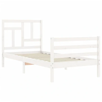 Paveikslėlis vidaXL Bed Frame without Mattress White Single Solid Wood