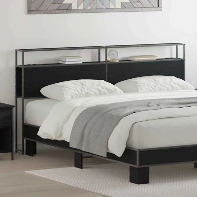 Paveikslėlis vidaXL Storage Headboard with Black oak Engineered wood
