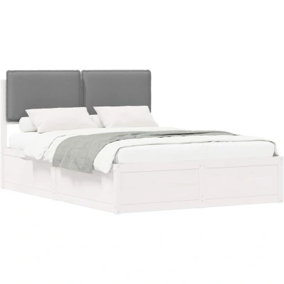 Paveikslėlis vidaXL Bed Frame with Upholstered Headboard Light Grey 135 x 190 cm
